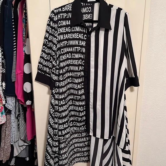 Tops - Stripes hi low button up blouse